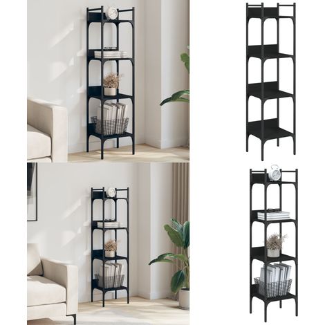 Bücherregal 4 Böden Schwarz 35x30x138,5 cm Holzwerkstoff - Bucherregal - Bücherregal Schwarz - Regal Schwarz - Regal Holzwerkstoff - Regal Stahl - Home & Living (1/5)