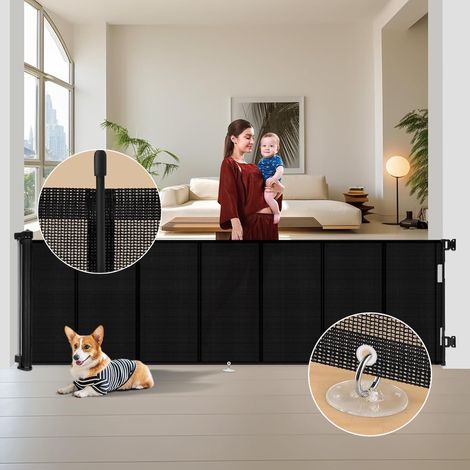 Barrière de Sécurité pour Enfant et Chien, 1.5M/3M/5M, Renforcement en Fibre de Verre, Noir (1/5)