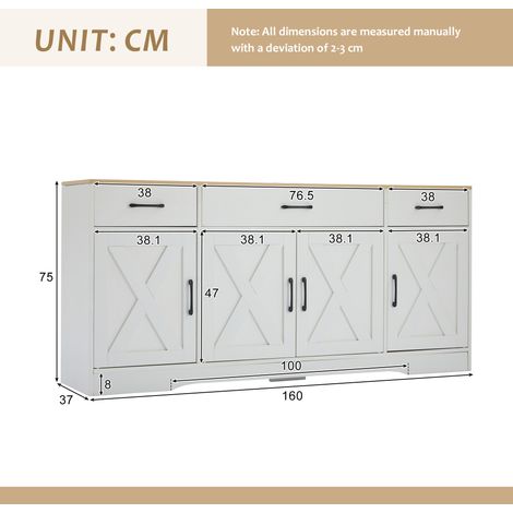 Meuble buffet blanc moderne en bois, rangement multifonctionnel pour salon ou salle à manger, élégante armoire décorative (1/5)