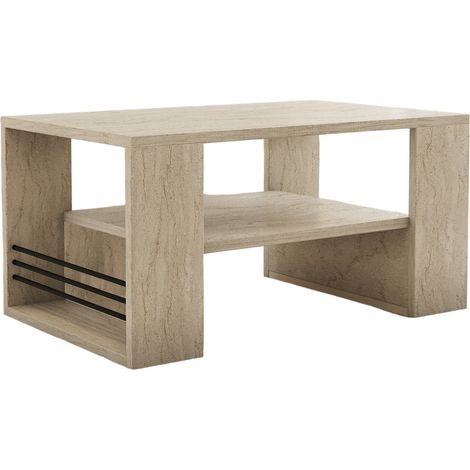 Couchtisch aus Holz "Iris" - 80 x 50 x 40 cm - Travertin