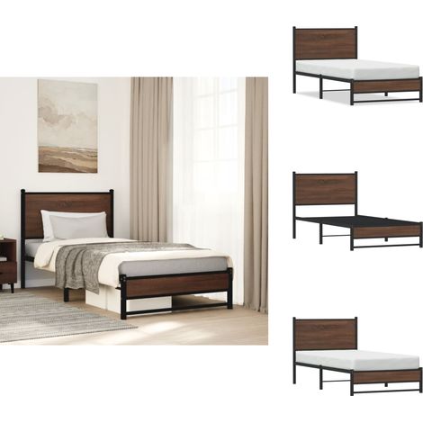 Cadre de lit en métal sans matelas chêne marron 80x200 cm - Cadre De Lit - Cadres De Lit - Lit Simple - Lit (1/5)