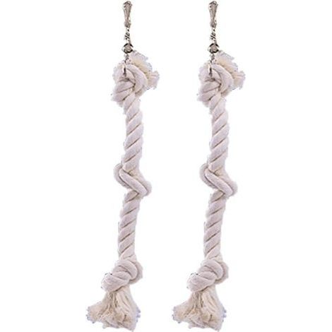 Lot de 2 Corde d'escalade avec Nœuds en Coton et Crochet Métallique pour Oiseau Petit