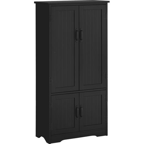 Küchen-Sideboard, moderner Küchenschrank mit vielfältigen Aufbewahrungsmöglichkeiten, 2 Schränke, 3 Einlegeböden, MDF-Spanplatte, schwarz
