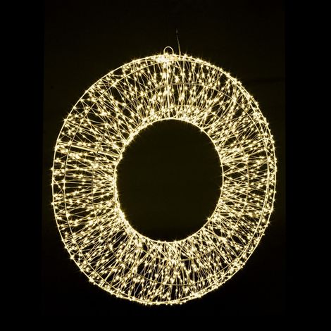 Corona di metallo "Classic" Luminosa a led con nanoled per  Interno con filo di Rame -Ø 50 x h 7 cm (1/2)