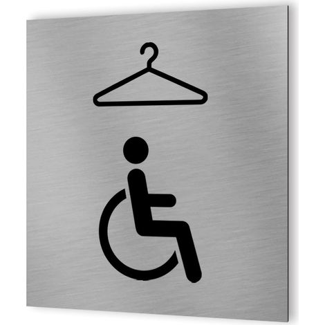 Pictogramme format 20 cm x 20 cm en Dibond Aluminium brossé - Modèle Vestiaire PMR Handicapé (1/5)