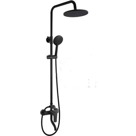 Brass concealed shower head set for home bathroom, booster shower, rain shower, bathing, mixing valve -- Black, three-speed setting [Project Quality]