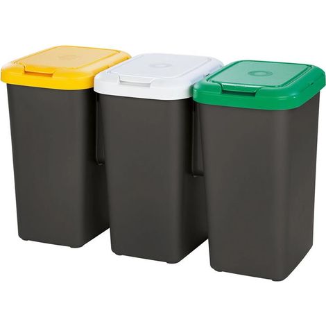 PATTUMIERA DIFFERENZIATA TRIO NERO + AMBRA / BIANCO / VERDE (3 X 25 LITRI) + COPERCHIO (1/5)