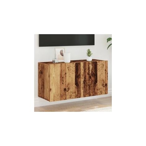 Meuble TV mural vieux bois 80x30x41 (1/5)
