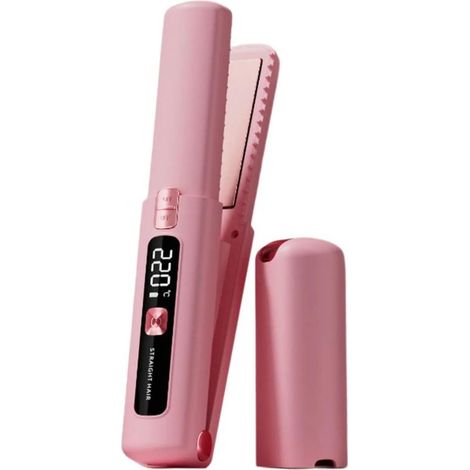 Lisseur sans fil 2-en-1 - Anti-frisottis ionique - Contrôle LCD de température - Rechargeable léger - Pratique pour voyages (1/5)