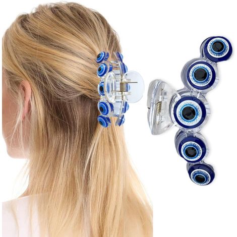 Lot de 1 pince à mâchoires crabe décorée d’œil maléfique acrylique antidérapante, accessoire de coiffure bohème gothique adapté aux cheveux moyens et épais, décoration de coiffures quotidiennes et de (1/5)