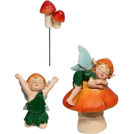 3-teiliges Set Pilz-Elfen-Statuen, Miniaturfiguren, Pflanzgefäße, Feengarten-Accessoires (1/5)