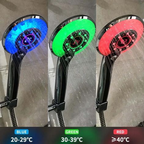 Pommeau de douche LED automatique à 3 couleurs avec capteur de température et filtre d'économie d'eau pour salle de bain (1/5)