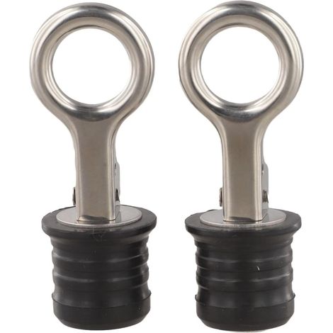 Lot de 2 bouchons de vidange étanches en caoutchouc et acier inoxydable pour kayak, canoë, bateau, coque, trou de vidange de 3,8 cm (1/5)