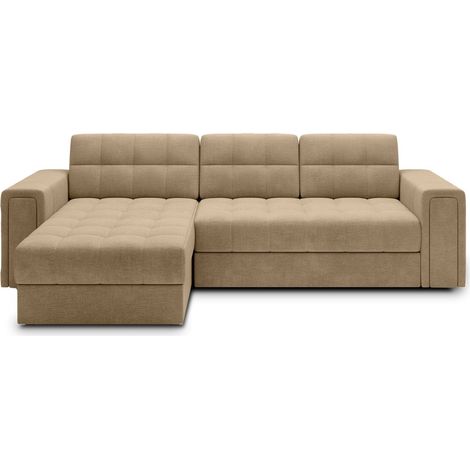 Canapé d'angle convertible KAPITARA beige réversible avec coffre de rangement (1/5)