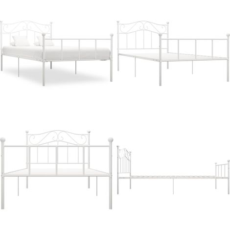 Cadre de lit sans matelas blanc métal 100x200 cm - Cadre De Lit - Lit Double - Lit Metal - Literie - Meuble Chambre - Home & Living (1/5)