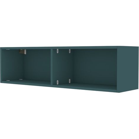 Libreria pensile moderna con schienale e montante centrale - Montaggio rapido cabineo - Verde Petrolio