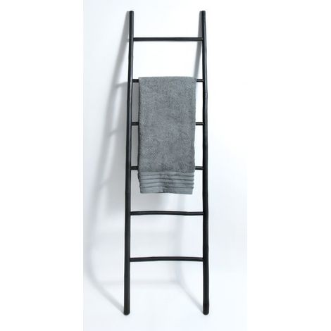 MSV – Porte-serviettes échelle 6 niveaux en bambou noir – Design minimaliste pour salle de bain moderne – Dimensions 50x190cm
