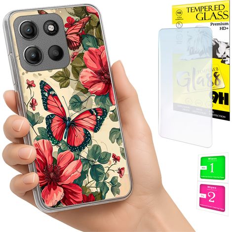 Funda para Motorola Moto G15 con diseño de mariposas y cristal. (1/5)