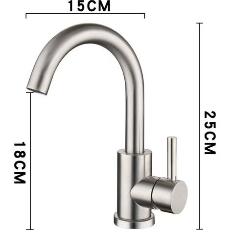 304 Stainless Steel Kitchen Faucet, Sink, and Vegetable Washing Basin - Brushed Gold Large Bend, Household Hot and Cold Water Faucet - 304 Brushed Small Bend