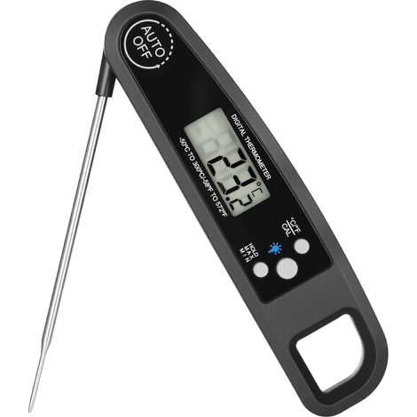 Kitchen Thermometer, 3-Second Instant Read Kitchen Thermometer with 120cm Foldable Probe, Alarm Setting, Backlit LCD Screen for Cooking, Meat, BBQ, Steak, Oil, Milk, Wine (1/5)