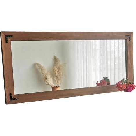 Specchio Corvara, Forma Rettangolare, Tipologia a Parete, Colore Struttura Trasparente, 110x50h cm Marrone Noce