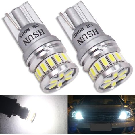 HSUN T10 LED Bulbs White, 12V-24V 501 W5W 194 168 2825 12961 Xenon 6000K CANBUS Replacement Lamp for Dome Light Side Number Plate Lights (1/5)
