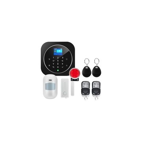 Système d'alarme Maison sans Fil 2G, Système de Sécurité Maison Wi-FI avec 120DB Sirène, Contrôle APP, 8 Pièces