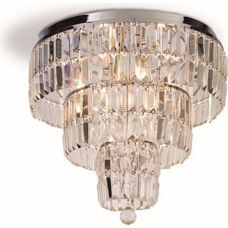 Empire Plafonnier à 6 ampoules, chrome et verre transparent, IP44 (1/4)