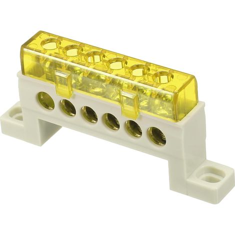 Barre de mise à la terre, 6 positions, barre omnibus en laiton à vis, bloc de terre 7x11 mm pour équipements électriques, boîte de distribution, jaune (1/5)