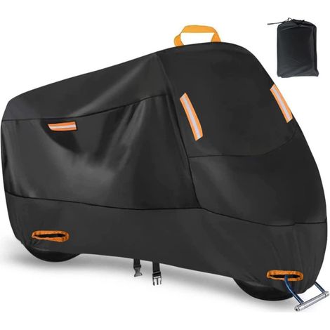1 Funda para motocicleta, impermeable, duradera, XXXL 265x105x125cm, negra, para motocicletas, bicicletas eléctricas y uso en exteriores. (1/5)