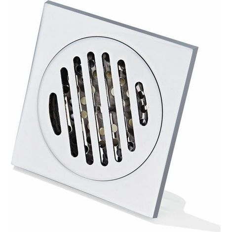 1 pièce Grille de douche anti-cheveux, siphon de sol en acier inoxydable 100x100 mm, drain carré avec finition chromée pour salle de bain et cuisine (1/5)