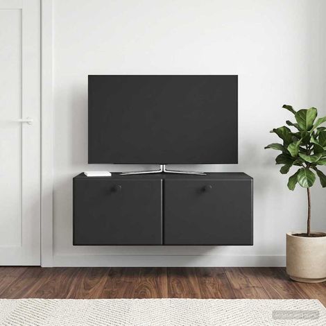 Meuble TV mural avec portes pivotantes Noir en bois d’ingénierie 78,5 x 41 x 30 cm - PANGIVO (1/5)