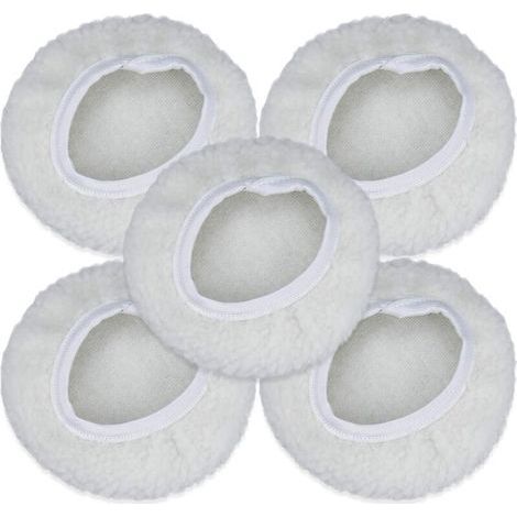 Set di 5 tamponi per lucidatura Enowelir, kit di dischi per lucidatura auto da 125-150 mm, tamponi in lana per ceratura compatibili con la maggior parte delle lucidatrici per auto. (1/4)