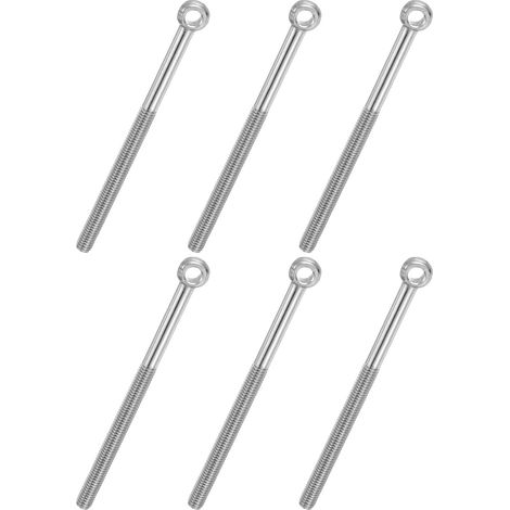 6 Pcs Boulon à Œil M6x80mm Boulon à Œillet de Levage pour Balancement d'Épaule, Vis Poisson en Acier Inoxydable 304, Filetage Métrique à Demi-Denture Trou Coulissant, Argentée (1/5)