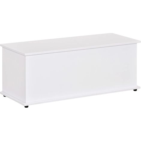 Coffre de rangement, matériau en bois, capacité 60 kg, Blanc, 100X40X40 cm (1/2)
