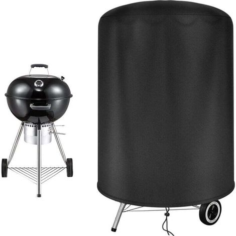 Runde, wasserdichte Grillabdeckung für Weber-Grills, aus UV-beständigem Oxford-Gewebe, mit winddichtem Seitengurt, schwarz (Φ71 x 70 cm)
