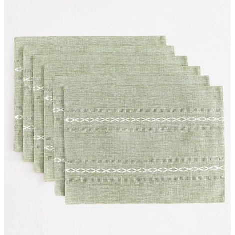 Sets de table en coton et lin, 30 x 45 cm, lot de 6, sets de table à bords bordés style champêtre, résistants à la chaleur, vert sauge. (1/4)
