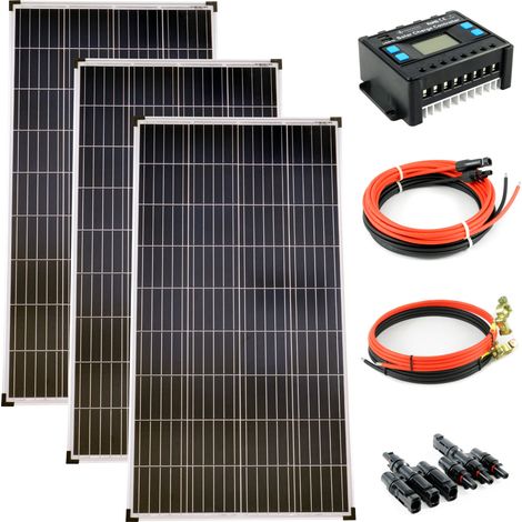 Komplettset 3x130 Watt Poly Solarmodul Laderegler 30A Photovoltaik Inselanlage (1/5)