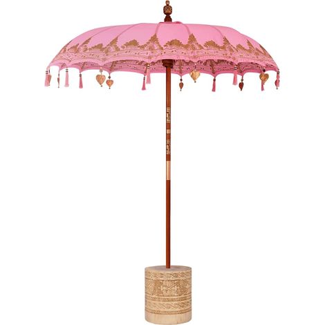 Balinese Parasol 260 Pink 180-190 cm Cotton and solid wood vidaXL (1/5)
