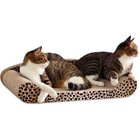 Griffoir pour chat de 50 cm en papier ondulé avec support dorsal, en forme de canapé, accessoire pour animaux de compagnie (1/2)