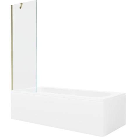 Mexen Vega baignoire rectangulaire 180 x 80 cm avec tablier et paroi 1 volet 60 cm, transparent, doré - 550118080X9506000050 (1/5)
