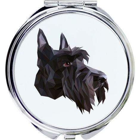 Scottish Terrier, Aberdeen Terrier - specchio con foto e iscrizione geometrica di Art-Dog (1/3)