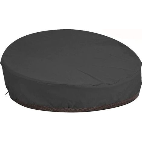 Housse de Protection Canapé lit Rond avec Bandoulière & Manipuler, Housse Lit de Jardin Imperméable, Housse Bain de Soleil Rond en Oxford 210D, Anti-Vent - Noir (D228×H83cm) (1/4)
