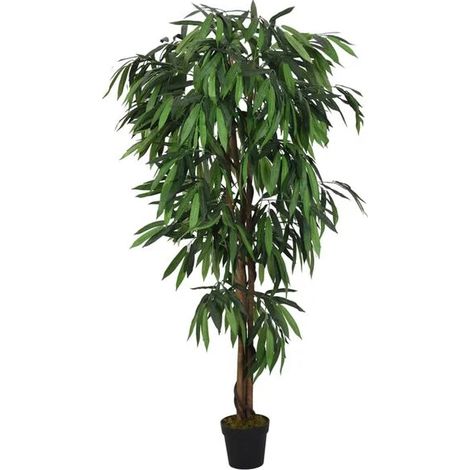 Manguier artificiel, 300 feuilles, 80 cm de haut, vert (1/5)