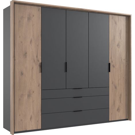 Kleiderschrank 254 cm inkl. Passepartoutrahmen in grau mit Eiche BIELLA-43 (1/5)