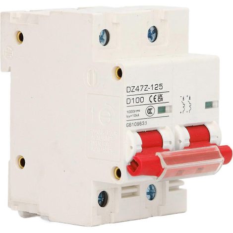 Disjoncteur CC 2P DZ47Z 125 100A, disjoncteur miniature sur rail DIN pour systèmes photovoltaïques 1000V Re