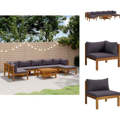 Gartenmöbel-Sets - Living 8-tlg. Garten-Lounge-Set mit Auflage Massivholz Akazie (1/5)