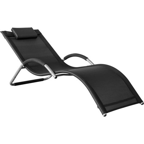 SoBuy Outdoor Garden Sun Lounger Recliner Relaxing Chair Sunlounger with Headrest,OGS38-SCH (1/5)