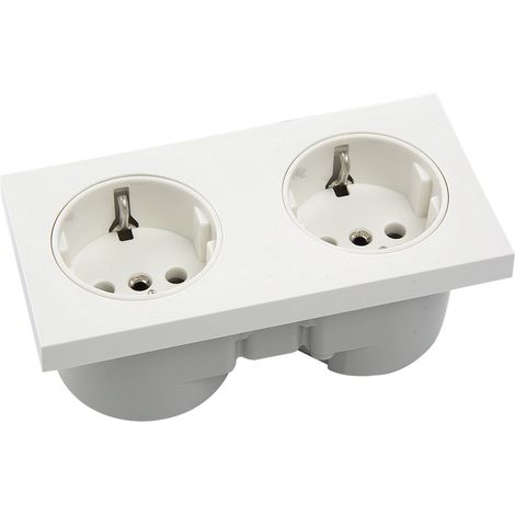 Berker Doppelsteckdose Integro Pure weiß inkl. Sekundärleitung, Kunststoff polarweiß glänzend (1/2)
