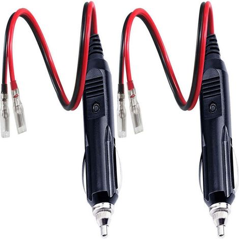 2 Pcs Adaptateur Mâle pour Allume-Cigare avec Câble d'alimentation 16 AWG 12V/24V Universel. pour onduleur de Voiture. Pompe à air. Tasse électrique (1/5)